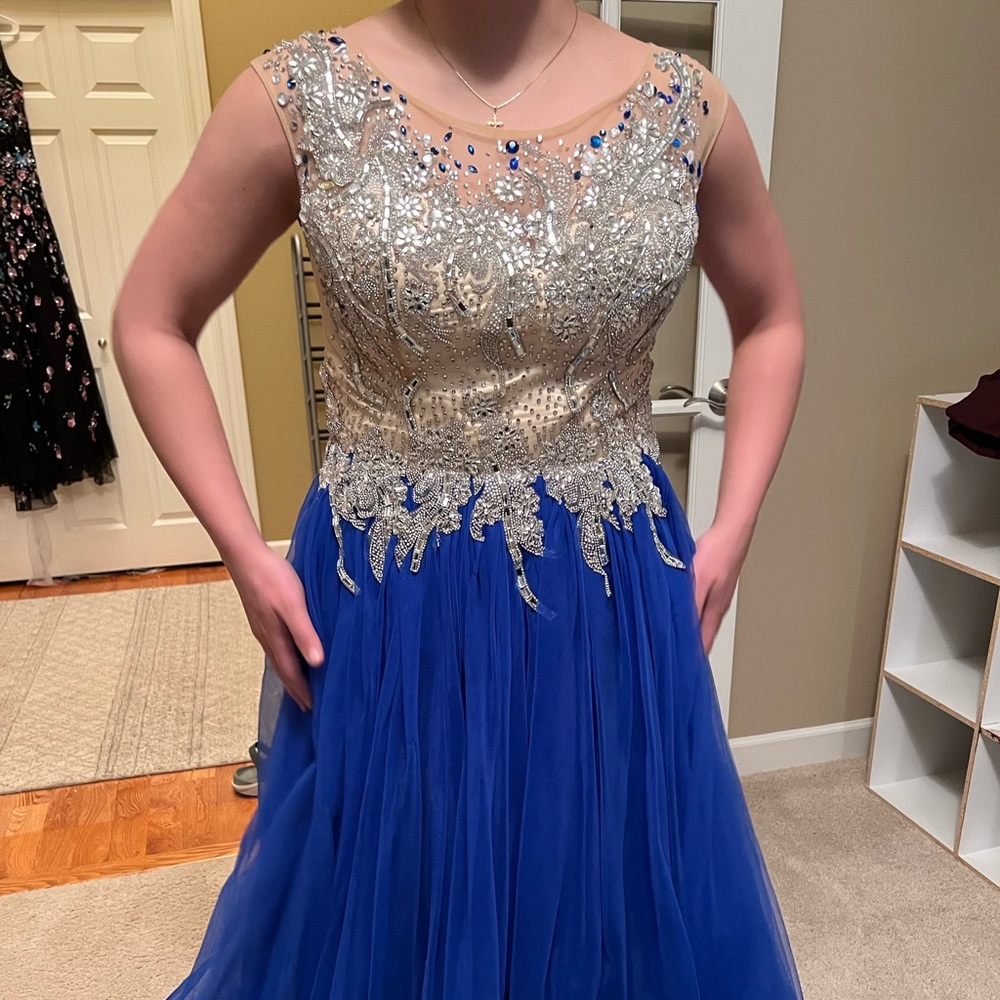 Size 14 Vienna blue and nude prom dress